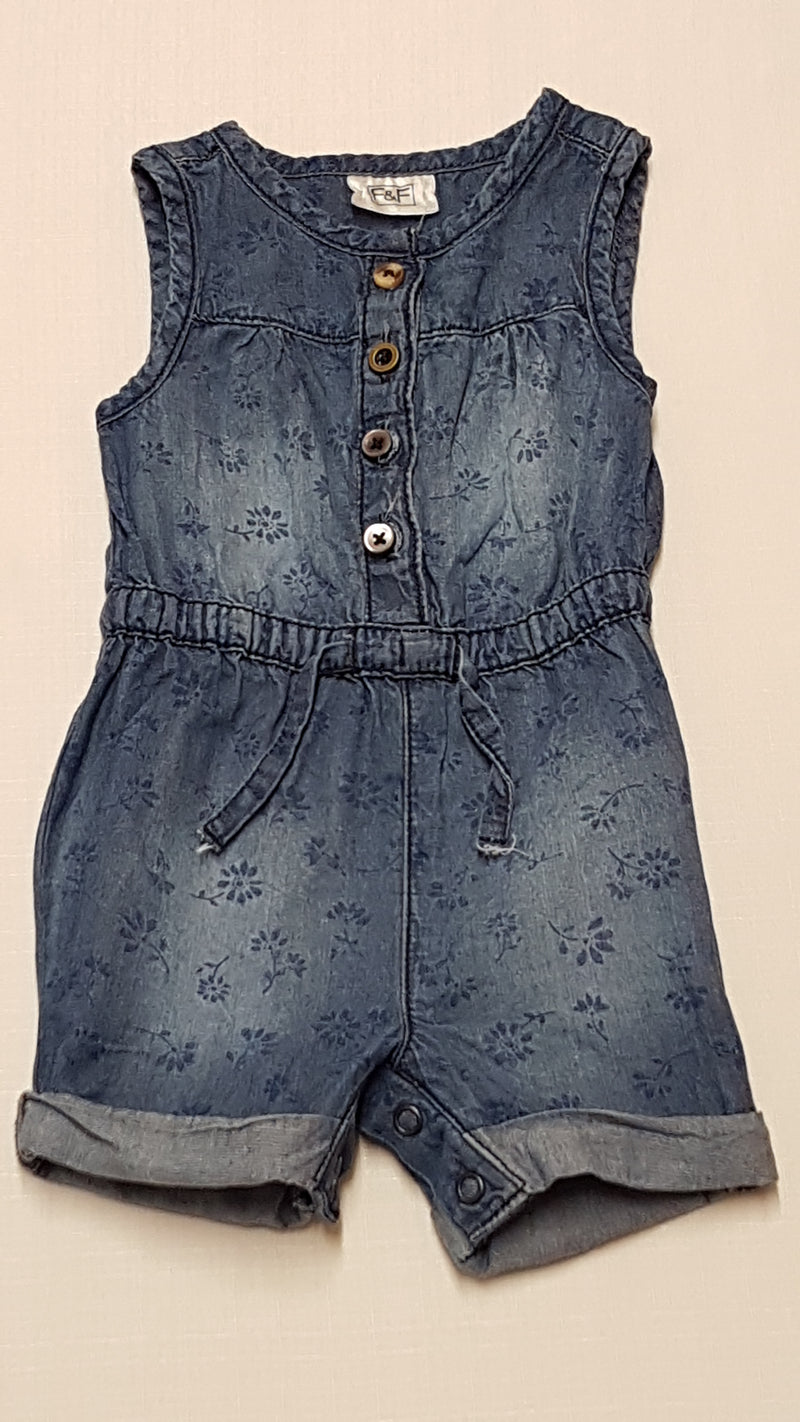 F&F KIDS VIRÁGMINTÁS,KOPTATOTT,PUHA FARMER PLAYSUIT 62