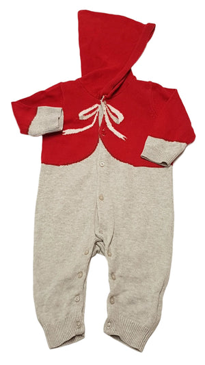 BABY GAP KÜLÖNLEGES,KAPUCNIS,PIROS-SZÜRKE SZÍNŰ,KÖTÖTT,KISLÁNY KEZES-LÁBAS 68