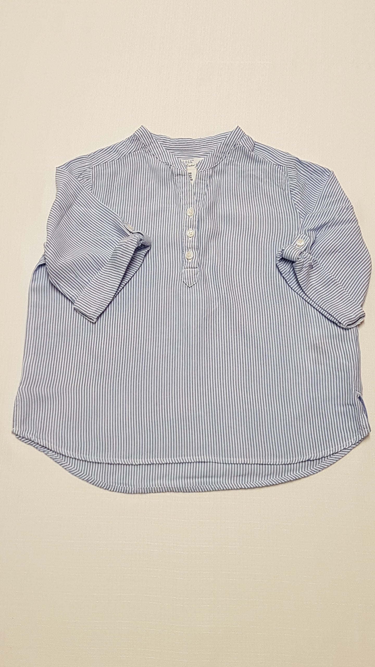 H&M KÉK-FEHÉR CSÍKOS,MINŐSÉGI KISLÁNY BLÚZ 140
