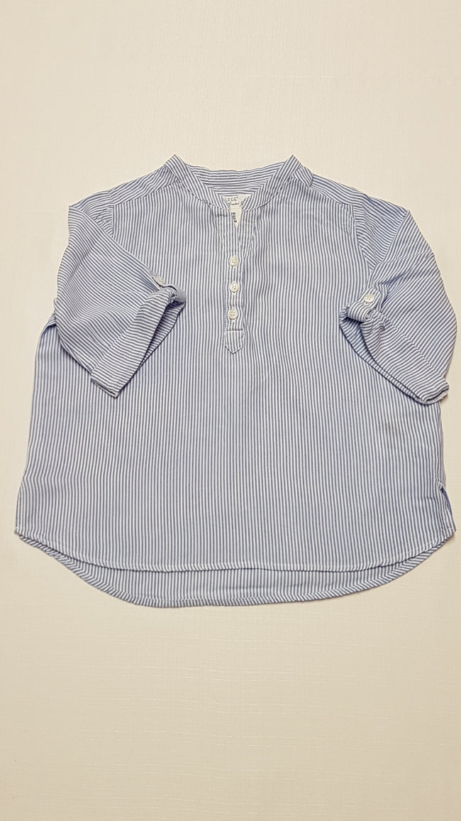 H&M KÉK-FEHÉR CSÍKOS,MINŐSÉGI KISLÁNY BLÚZ 140 Hover Image