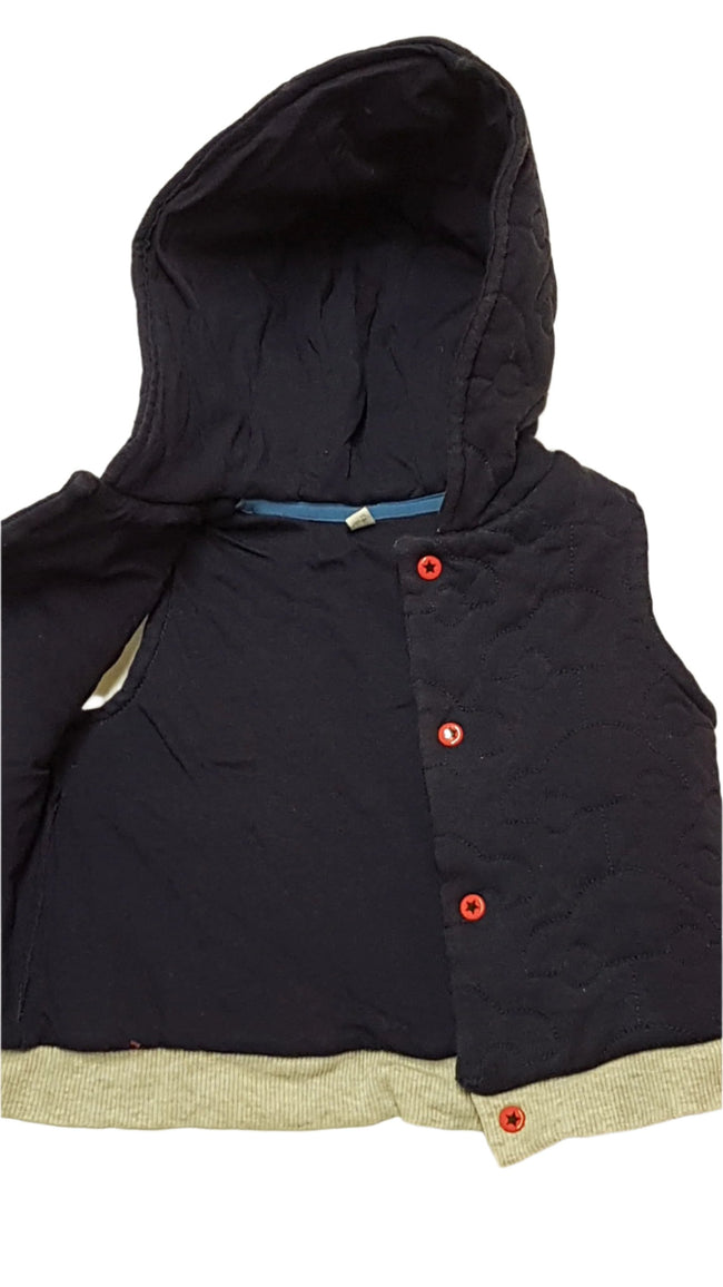 BLUEZOO SÖTÉTKÉK,NYOMOTT MINTÁS,KAPUCNIS,PATENTOS KISFIÚ MELLÉNY 68 Main Image