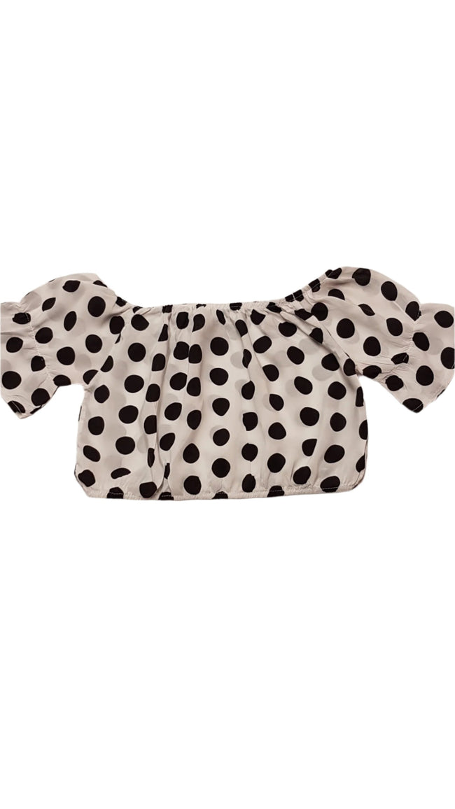 BOOHOO OLASZ DESIGNER FEKETE NAGY PÖTTYÖS,CSAJOS,CROPP KISLÁNY FELSŐ 164-176 Hover Image