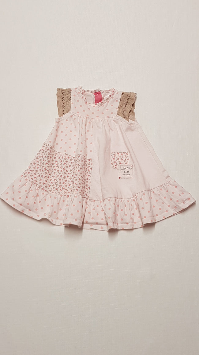 F&F KIDS HÍMZETT VÁLLÚ,PAMUT,PÖRGŐS KISLÁNY RUHA 68 Hover Image