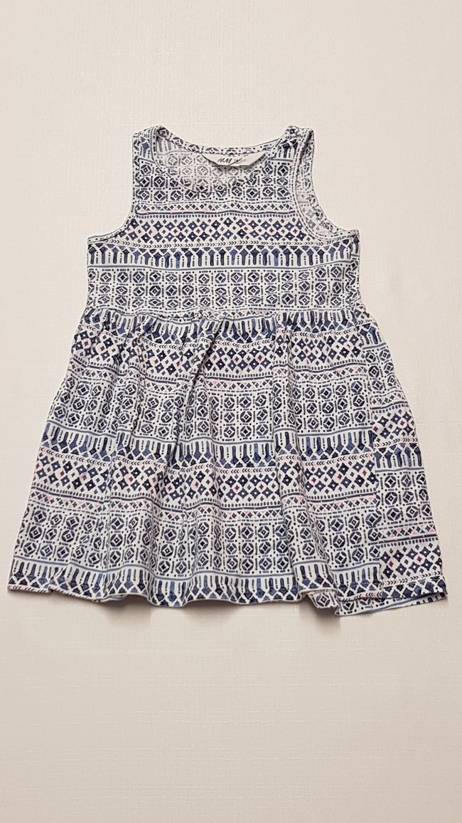 H&M KÉK-FEHÉR APRÓMINTÁS,KISLÁNY PAMUT RUHA 92 Hover Image