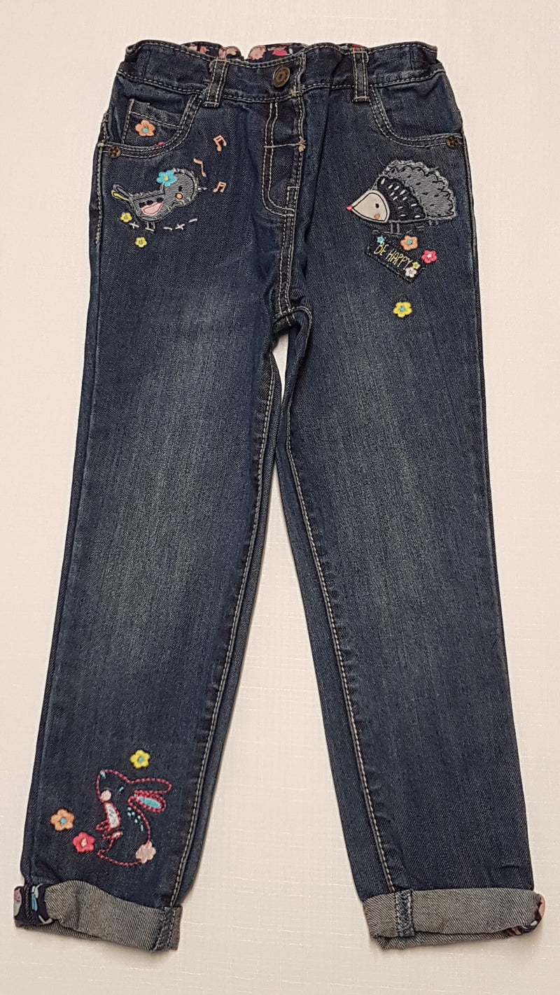 GEORGE ARANYOS,HÍMZETT MINTÁS KISLÁNY FARMERNACI,ÁLLÍTHATÓ GUMIS DERÉKRÉSSZEL 98-104