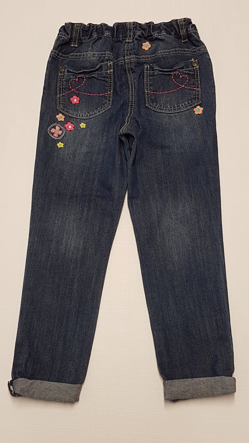 GEORGE ARANYOS,HÍMZETT MINTÁS KISLÁNY FARMERNACI,ÁLLÍTHATÓ GUMIS DERÉKRÉSSZEL 98-104