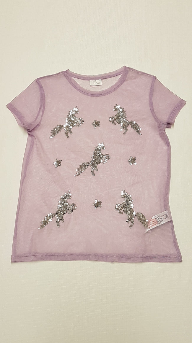 F&F KIDS CSODÁLATOS,EZÜST FLITTERES,UNICORNOS,NECC KISLÁNY FELSŐ 134 Hover Image