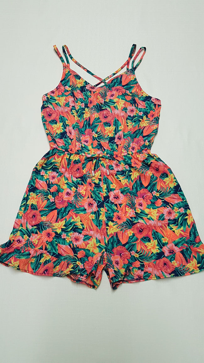 ÚJ PRIMARK CSODASZÉP,VIRÁGMINTÁS,LENGE KISLÁNY PLAYSUIT 146 Hover Image