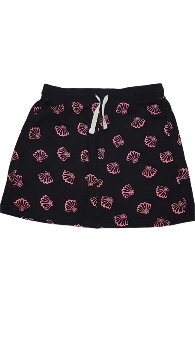 ÚJ GEORGE PINK SZÍNŰ,SHELL KAGYLÓ MINTÁS KISLÁNY FEKETE PAMUT SZOKNYA 128-134 Hover Image