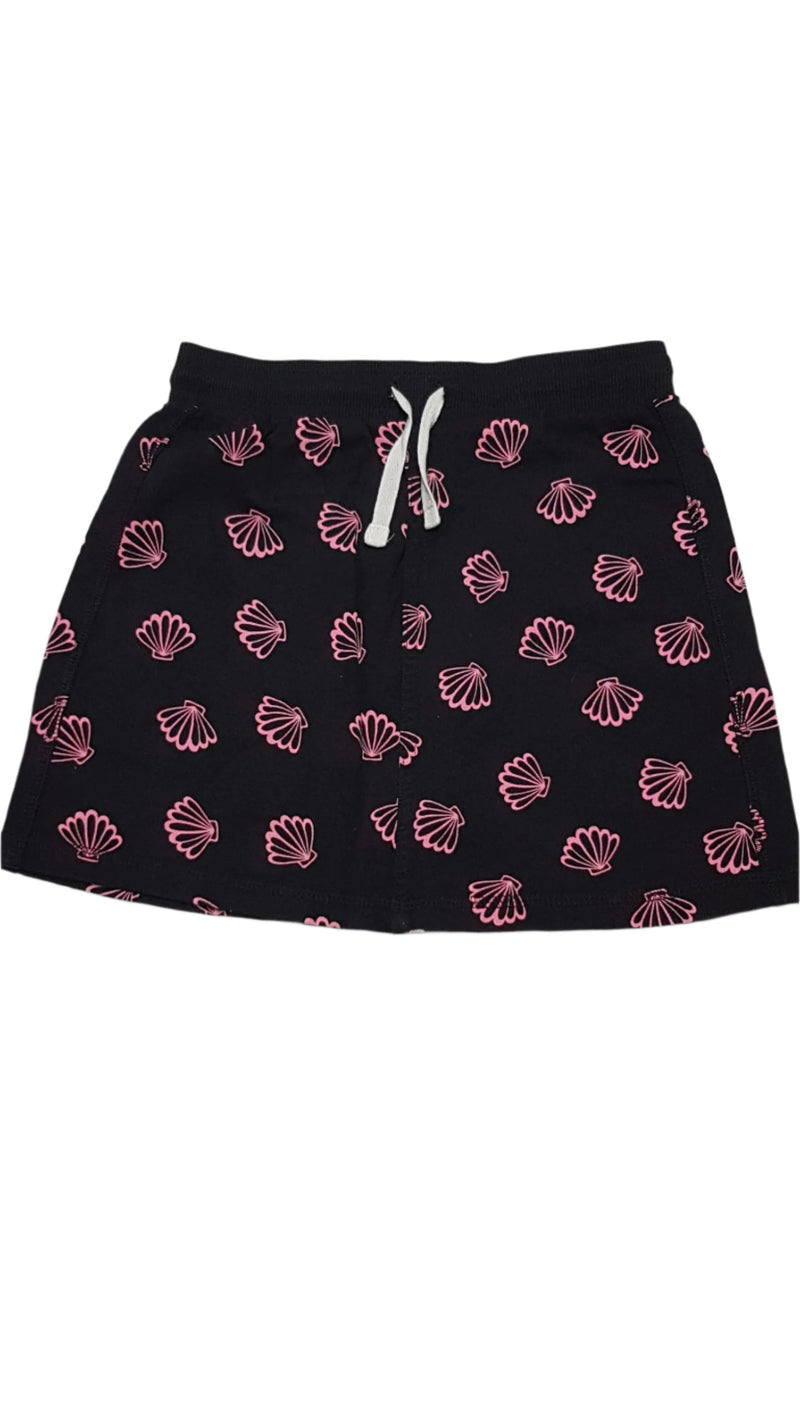 ÚJ GEORGE PINK SZÍNŰ,SHELL KAGYLÓ MINTÁS KISLÁNY FEKETE PAMUT SZOKNYA 128-134