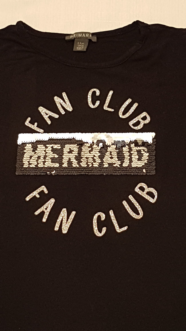 PRIMARK FAN CLUB FELIRATÚ,EZÜST CSILLÁMPOROS,FLITTERES KISLÁNY DIVAT TRIKÓ 134 Main Image