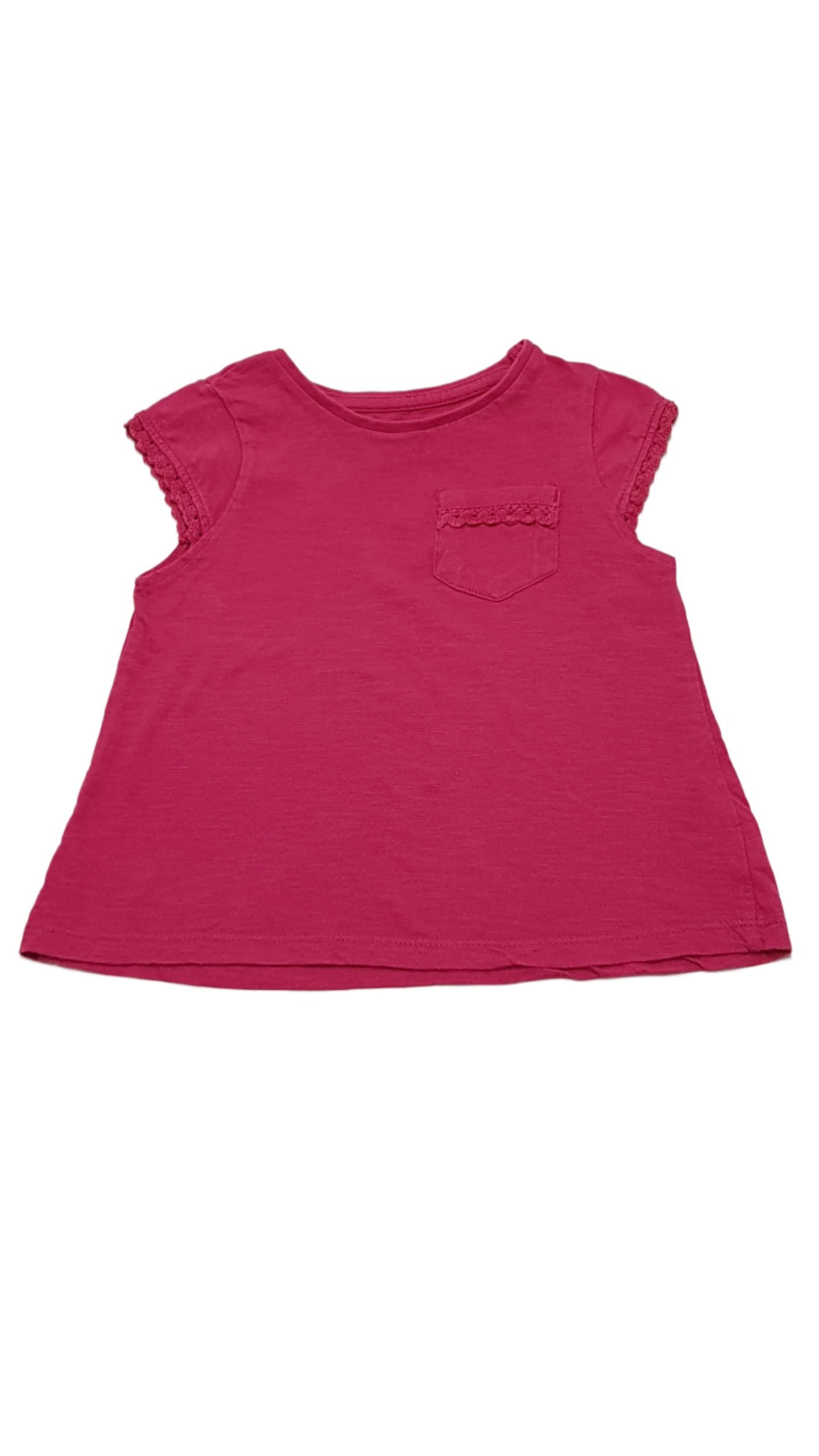 NUTMEG MÁLNA SZÍNŰ,CSIPKÉS KISLÁNY DIVAT PÓLÓ 98