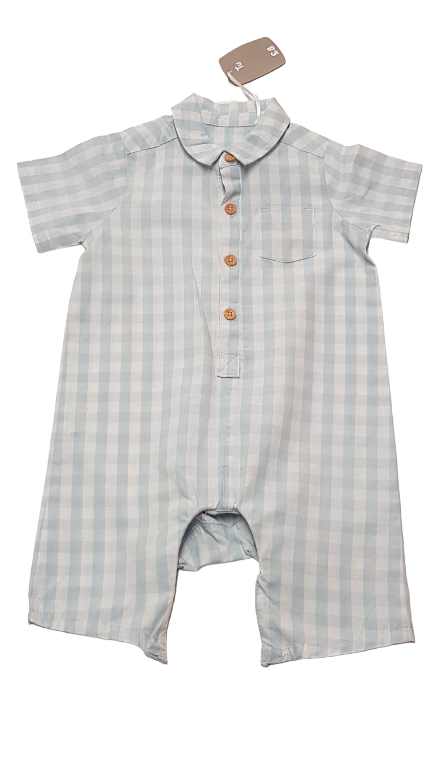 CÍMKÉS TU KIDS GOMBOS,GALLÉROS,KOCKÁS,ELEGÁNS,LÁBRÉSZNÉL PATENTOS PLAYSUIT 74-80