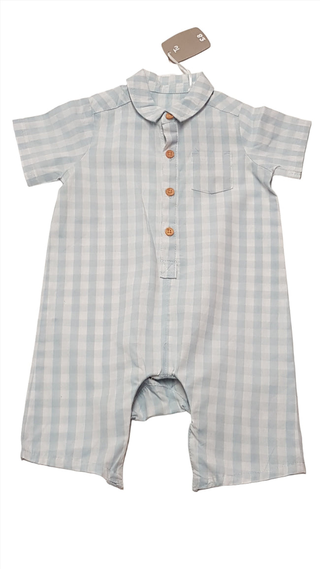 CÍMKÉS TU KIDS GOMBOS,GALLÉROS,KOCKÁS,ELEGÁNS,LÁBRÉSZNÉL PATENTOS PLAYSUIT 74-80 Hover Image