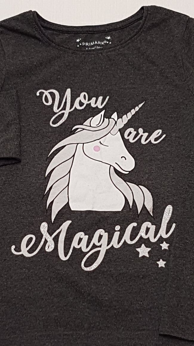 PRIMARK EZÜST CSILLÁMPOROS,UNICORNOS KISLÁNY FELSŐ 134 Main Image