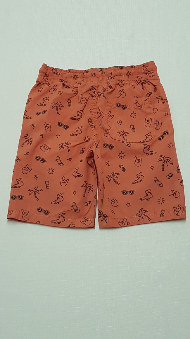 F&F KIDS GUMIS DEREKÚ,TÉGLA SZÍNŰ,VAGÁNY MINTÁS KISFIÚ BERMUDA NADRÁG 116 Main Image