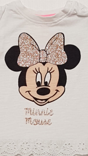 DISNEY BABY MINNIE MOUSE GYÖNYÖRŰ SZÉP,HÍMZETT,CSILLÁMPOROS KISLÁNY PÓLÓ 74