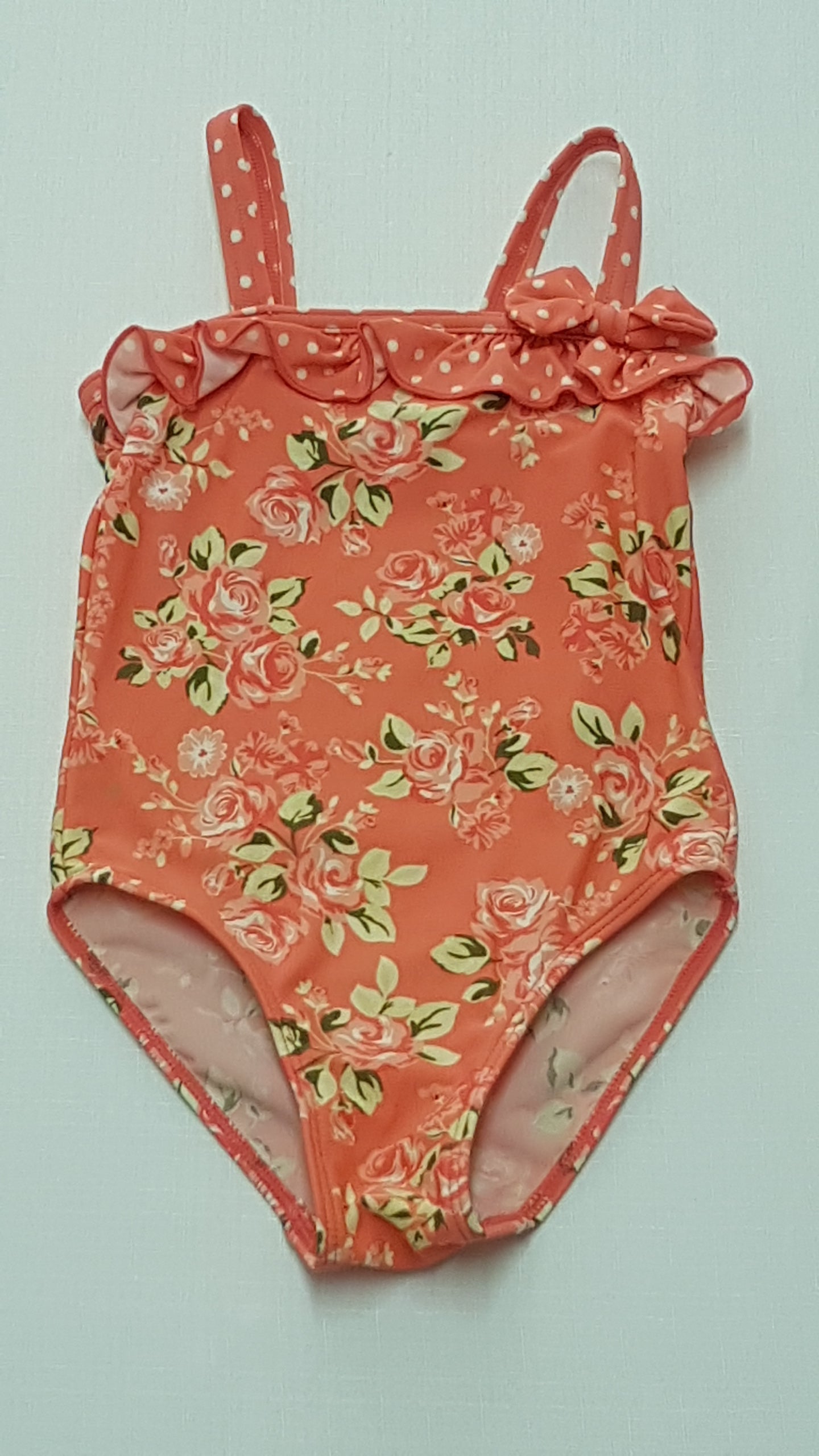 F&F KIDS GYÖNYÖRŰ SZÉP VIRÁGOS,FODROS,CSAJOS KISLÁNY FÜRDŐRUCI 98