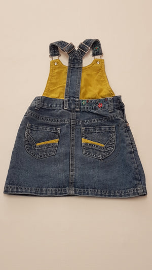 DEBENHAMS SZÍNES,HÍMZETT,VIRÁGOS,PILLANGÓS,KANTÁROS KISLÁNY FARMER RUHA 98