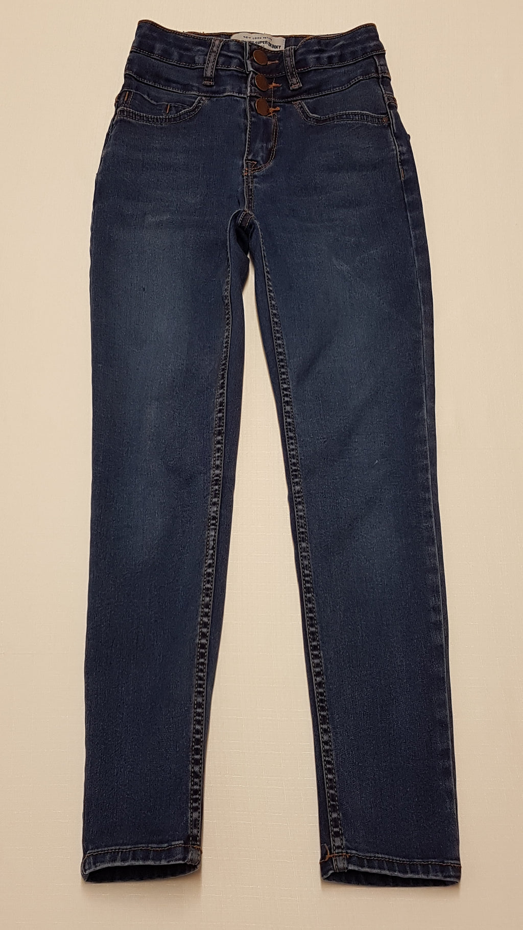 NEW LOOK SUPER SKINNY MAGAS DEREKÚ,GOMBOS,TRENDI,MINŐSÉGI KISLÁNY FARMERNADRÁG 146-152