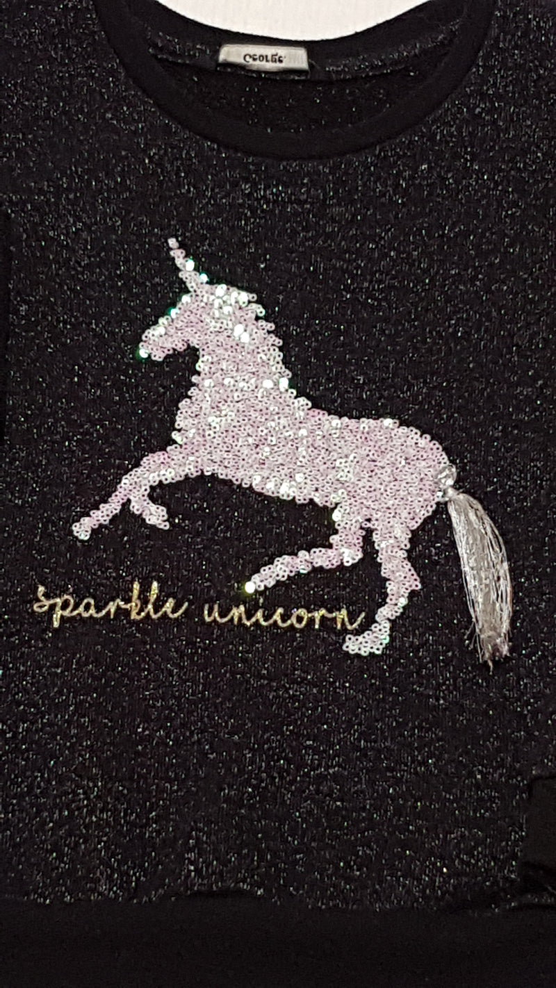 GEORGE EZÜST FLITTERES,CSILLOGÓS,UNICORNOS KISLÁNY PULÓVER 116-122