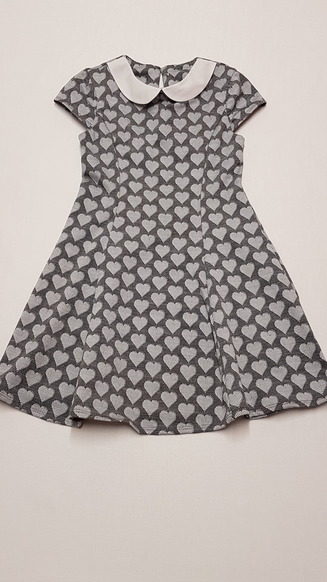 M&S KIDS FEHÉR KÖR GALLÉROS,SZÍVECSKÉS,ELEGÁNS KISLÁNY RUHA 134 Hover Image