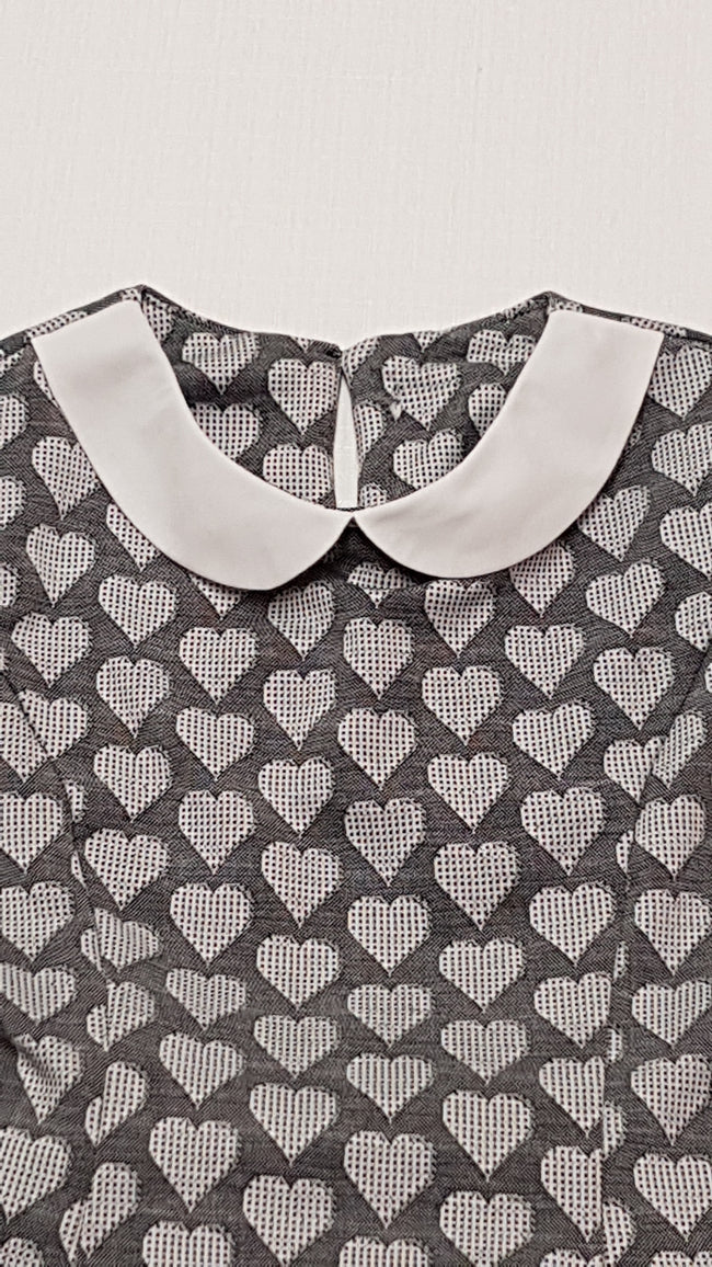 M&S KIDS FEHÉR KÖR GALLÉROS,SZÍVECSKÉS,ELEGÁNS KISLÁNY RUHA 134 Main Image