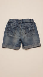 DENIM CO. KOPTATOTT,TRENDI,FARMER KISLÁNY RÖVIDNADRÁG,ÁLLÍTHATÓ GUMIS DERÉKRÉSSZEL 110