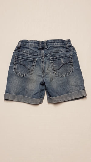DENIM CO. KOPTATOTT,TRENDI,FARMER KISLÁNY RÖVIDNADRÁG,ÁLLÍTHATÓ GUMIS DERÉKRÉSSZEL 110