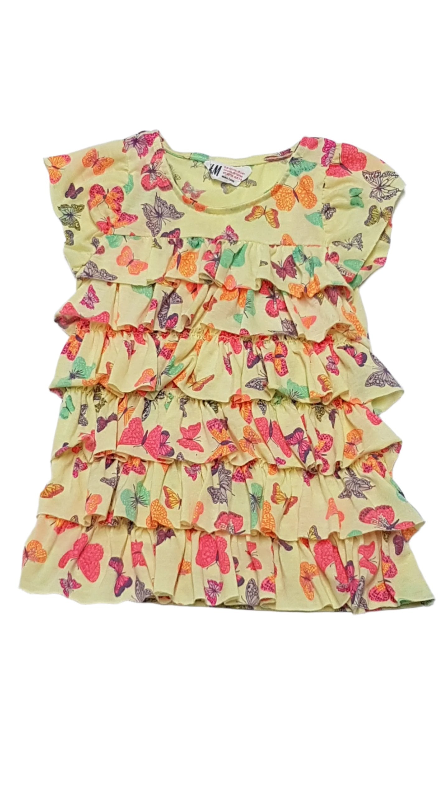 H&M CSODÁLATOS SZÍNES PILLANGÓS,FODROS,CSAJOS KISLÁNY PÓLÓ 122-128