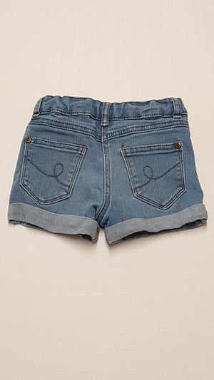 DENIM CO. SKINNY KOPTATOTT KISLÁNY FARMER RÖVIDNACI ÁLLÍTHATÓ GUMIS DERÉKRÉSSZEL 110
