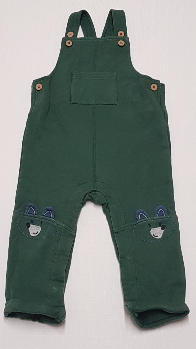 M&S ZÖLD SZÍNŰ,KANTÁROS,MACKÓ FEJES,PAMUT KISFIÚ NACI 80-86 Hover Image