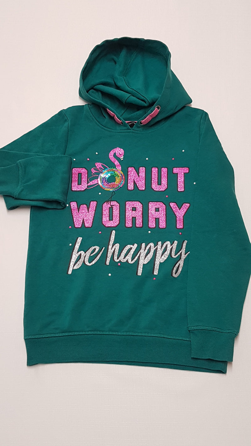 GEORGE CSILLOGÓS,CSILLÁMPOROS,FELIRATOS,KAPUCNIS ,TRENDI KISLÁNY PULÓVER 146-152