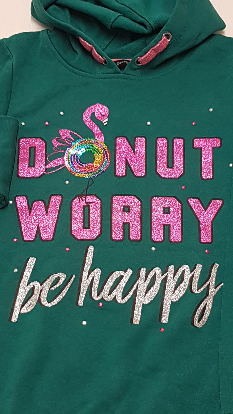 GEORGE CSILLOGÓS,CSILLÁMPOROS,FELIRATOS,KAPUCNIS ,TRENDI KISLÁNY PULÓVER 146-152