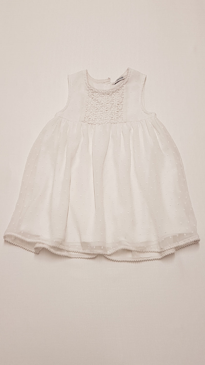 GEORGE HÍMZETT,TÖRT FEHÉR SZÍNŰ,CSINI KISLÁNY RUHA 110-116