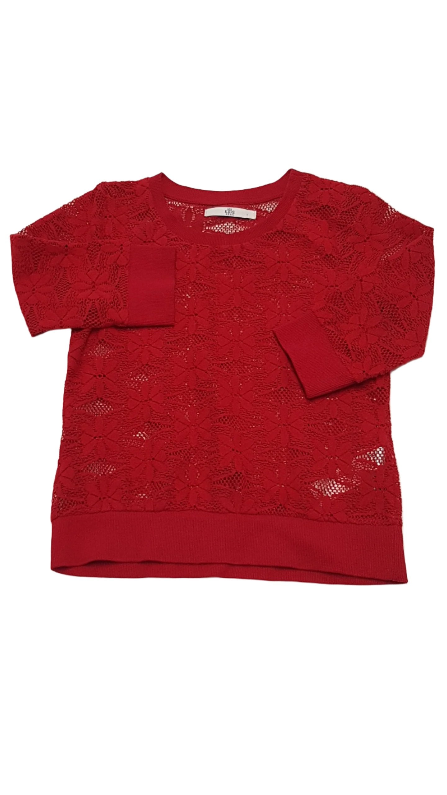 M&S KIDS PIROS SZÍNŰ,MINŐSÉGI CSIPKÉS,ALKALMI KISLÁNY FELSŐ 128-134