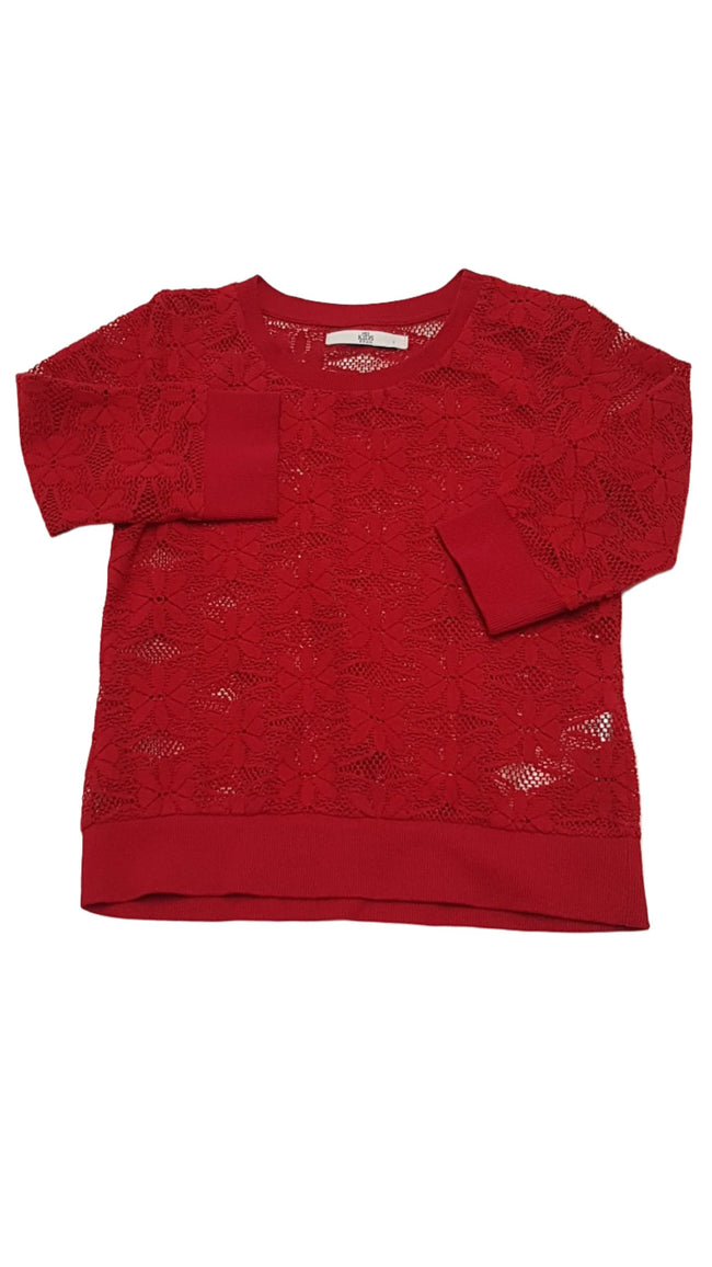 M&S KIDS PIROS SZÍNŰ,MINŐSÉGI CSIPKÉS,ALKALMI KISLÁNY FELSŐ 128-134 Hover Image