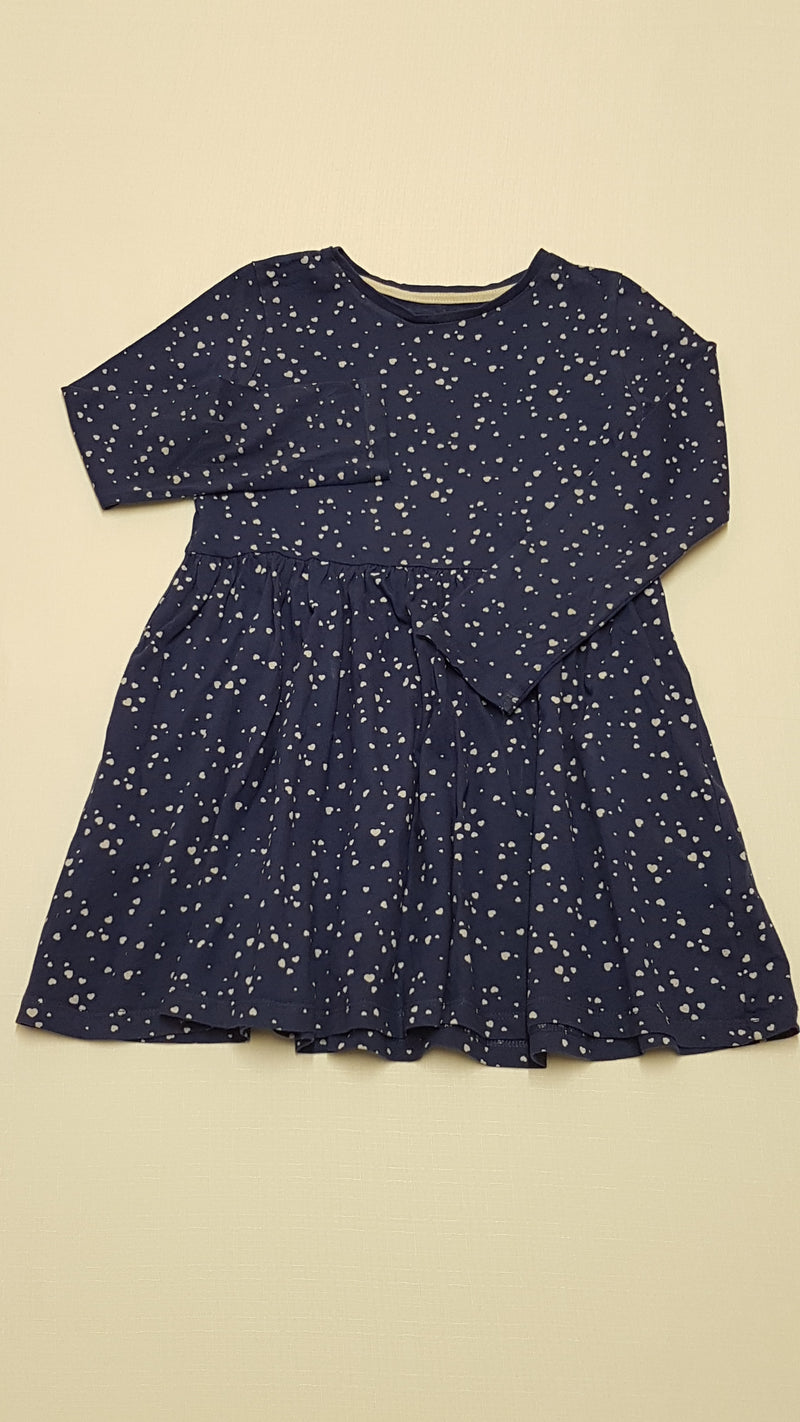 F&F KIDS SÖTÉTKÉK SZÍNŰ,APRÓ SZÍVECSKE MINTÁS KISLÁNY TUNIKA RUHA 122