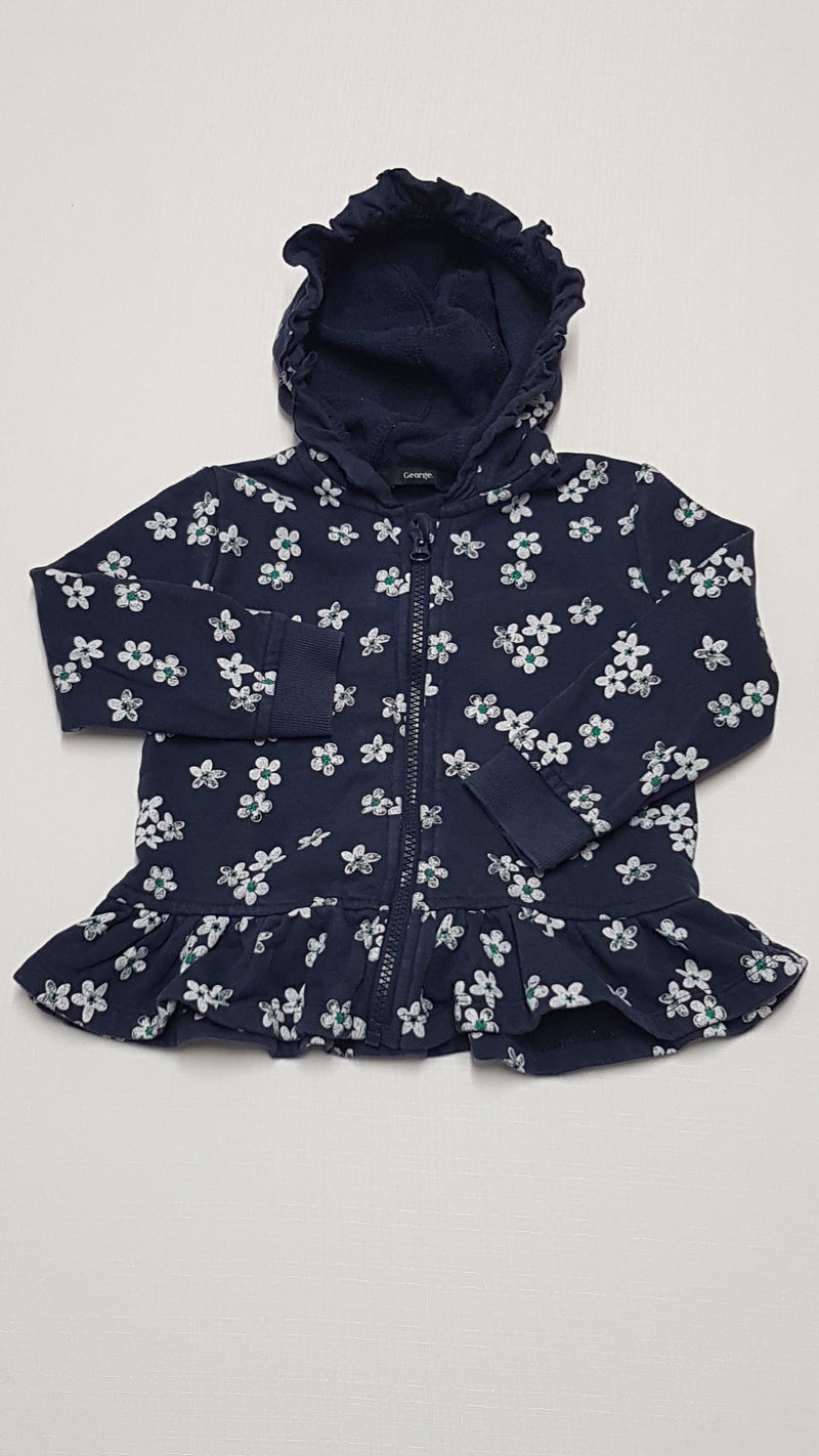 GEORGE FODROS ALJÚ VIRÁGMINTÁS,KAPUCNIS,CSAJOS KISLÁNY PULÓVER 92-98