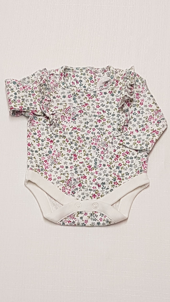 MOTHERCARE APRÓ VIRÁGMINTÁS,FODROS,CSAJOS KISLÁNY BODY 50 Hover Image