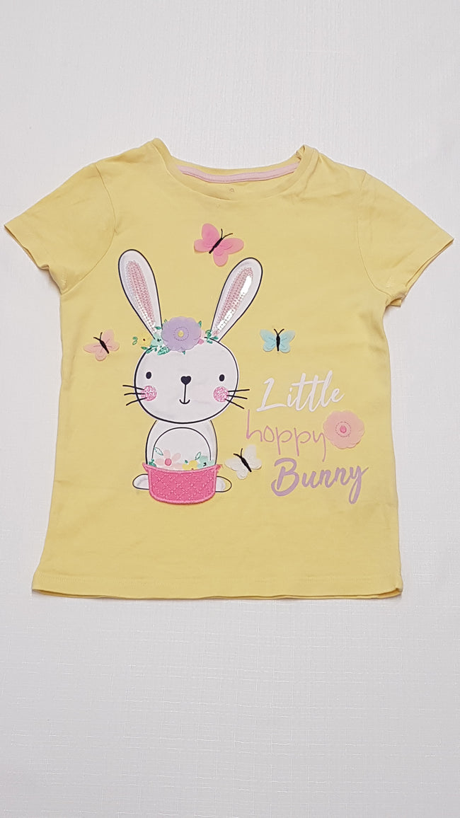 F&F KIDS LITTLE HAPPY BUNNY FELIRATOS,NYUSZIKÁS,FLITTERES KISLÁNY PÓLÓ 116 Hover Image