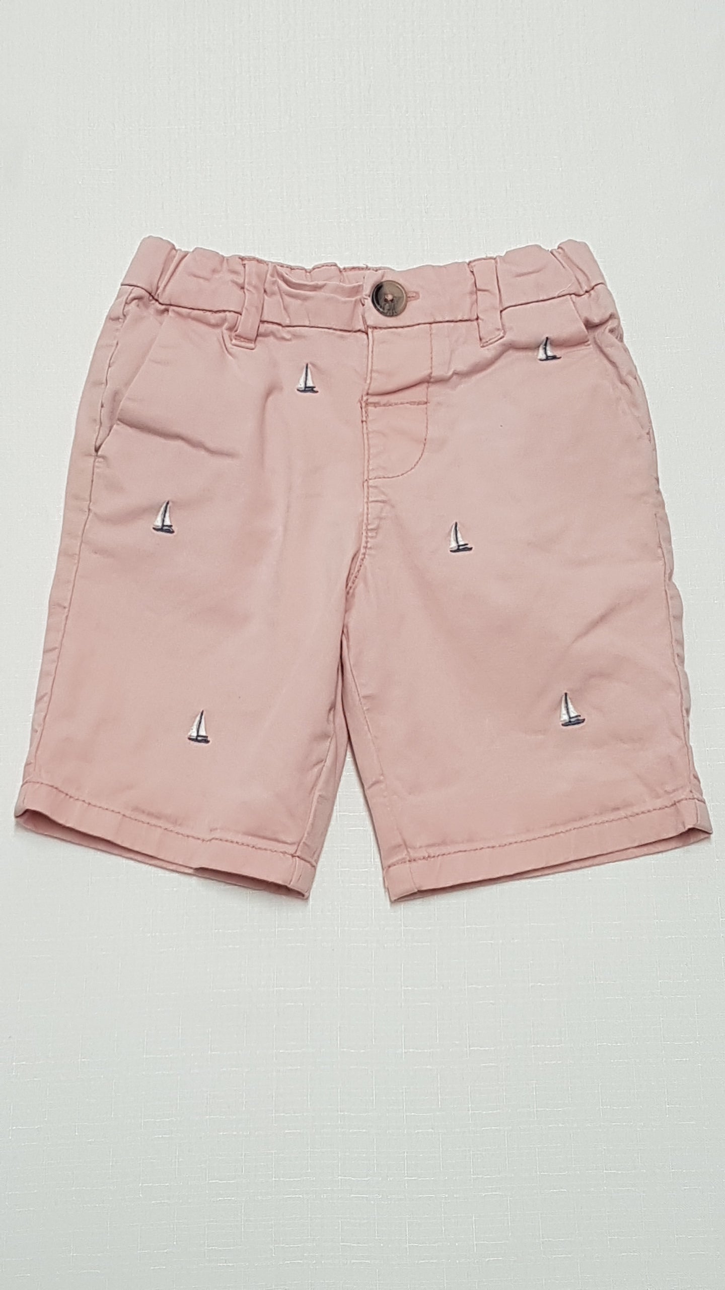 M&S KIDS PÚDERSZÍNŰ,HÍMZETT,VITORLÁSHAJÓS KISLÁNY RÖVIDNADRÁG 110
