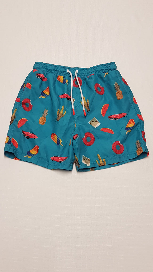 F&F KIDS KÜLÖNLEGES MINTÁS,HÁLÓS BELSEJŰ KISFIÚ FÜRDŐNADRÁG 140-146 Hover Image