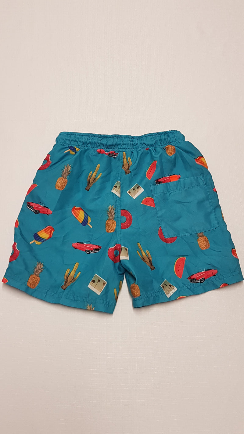 F&F KIDS KÜLÖNLEGES MINTÁS,HÁLÓS BELSEJŰ KISFIÚ FÜRDŐNADRÁG 140-146