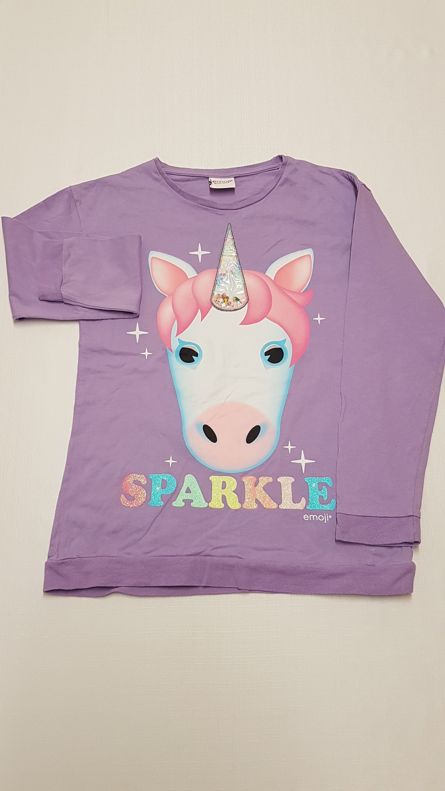 GEORGE EMOJI GYÖNYÖRŰ SZÉP,SZÍNES UNICORNOS,CSILLOGÓS KISLÁNY PULÓVER 152-158