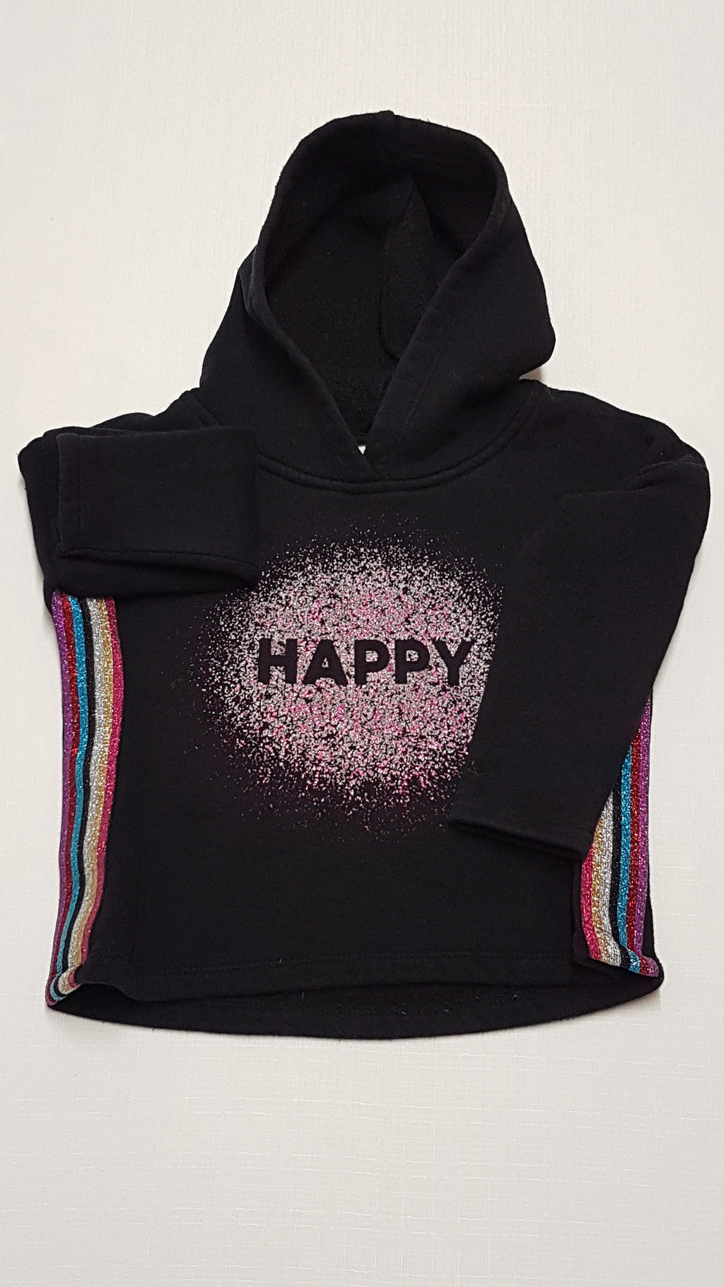 TU KIDS HAPPY FELIRATÚ KAPUCNIS,CSILLÁMPOROS KISLÁNY PULÓVER 110