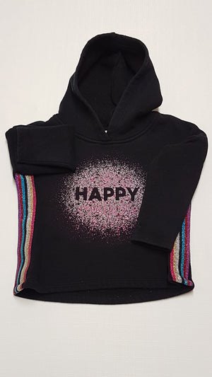 TU KIDS HAPPY FELIRATÚ KAPUCNIS,CSILLÁMPOROS KISLÁNY PULÓVER 110
