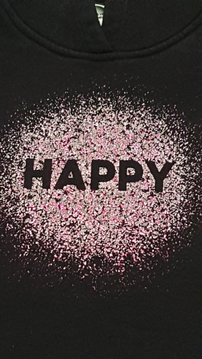 TU KIDS HAPPY FELIRATÚ KAPUCNIS,CSILLÁMPOROS KISLÁNY PULÓVER 110 Main Image