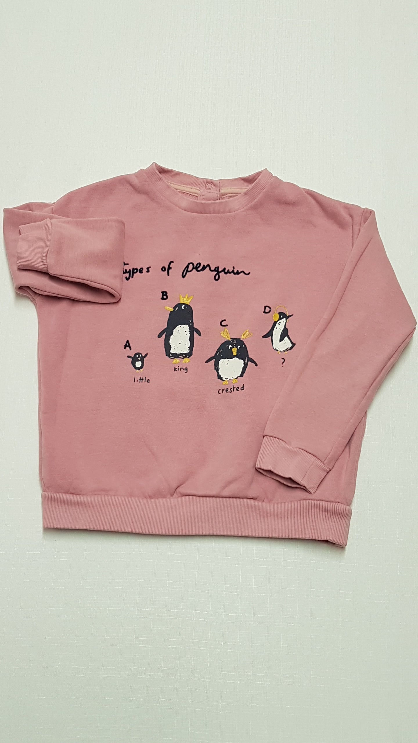 M&S KIDS PÚDERSZÍNŰ,PINGVINES KISLÁNY PULÓVER 116