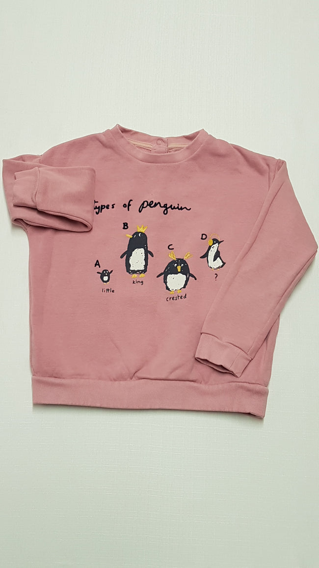 M&S KIDS PÚDERSZÍNŰ,PINGVINES KISLÁNY PULÓVER 116 Hover Image